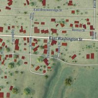 Second close-up of the map of Blandinsville, Illinois print showing more streets and buildings