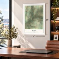 Bliss, New York map, 18 x 24 inch print in a white frame in a home office