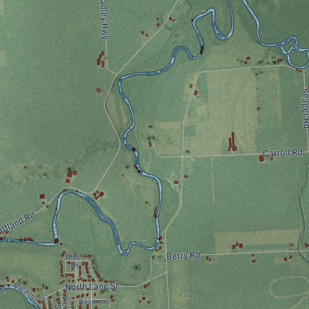 Second close-up of the map of Blissfield, Lenawee County, Michigan print showing more streets and buildings