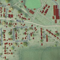 Second close-up of the map of Bloomfield, Nebraska print showing more streets and buildings