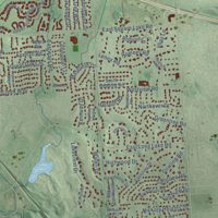 Second close-up of the map of Bloomfield, Oakland County, Michigan print showing more streets and buildings