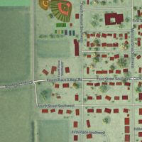 Second close-up of the map of Blooming Prairie, Minnesota print showing more streets and buildings