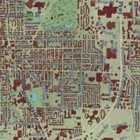 Second close-up of the map of Bloomington, Illinois print showing more streets and buildings