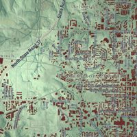 Second close-up of the map of Bloomington, Indiana print showing more streets and buildings