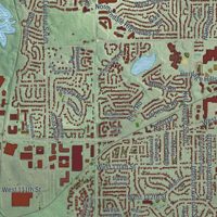 Second close-up of the map of Bloomington, Minnesota print showing more streets and buildings
