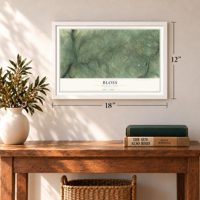 Bloss, Pennsylvania map, 12 x 18 inch print in a white frame in an entryway