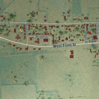 Second close-up of the map of Blossom, Texas print showing more streets and buildings