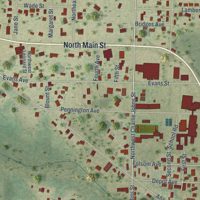 Second close-up of the map of Blountstown, Florida print showing more streets and buildings
