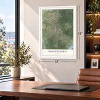 Blountstown, Florida map, 18 x 24 inch print in a white frame in a home office