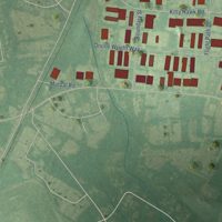 Second close-up of the map of Blue Clay Farms, North Carolina print showing more streets and buildings