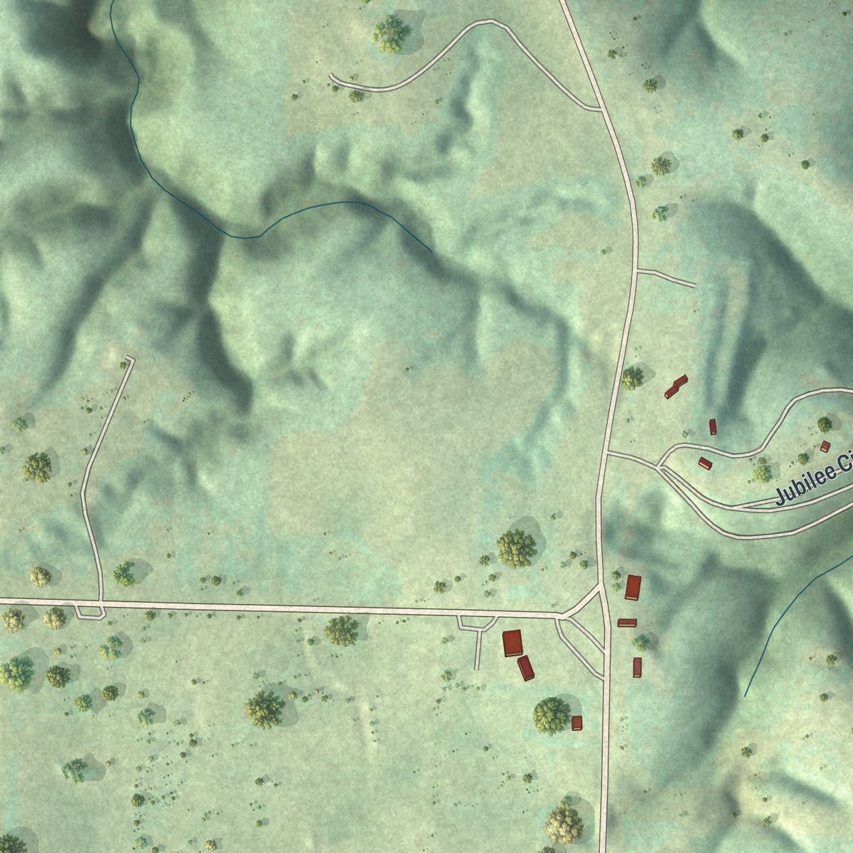 Second close-up of the map of Blue Eye, Missouri print showing more streets and buildings