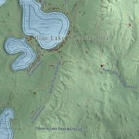 Second close-up of the map of Blue Lake, Kalkaska County, Michigan print showing more streets and buildings