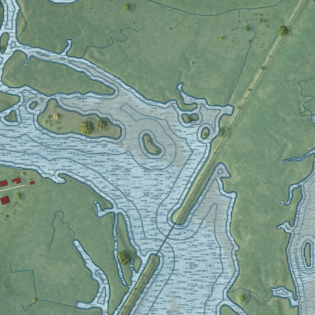 Second close-up of the map of Blue Point, Maine print showing more streets and buildings