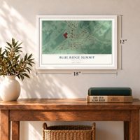 Blue Ridge Summit, Pennsylvania map, 12 x 18 inch print in a white frame in an entryway