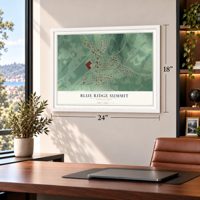 Blue Ridge Summit, Pennsylvania map, 18 x 24 inch print in a white frame in a home office