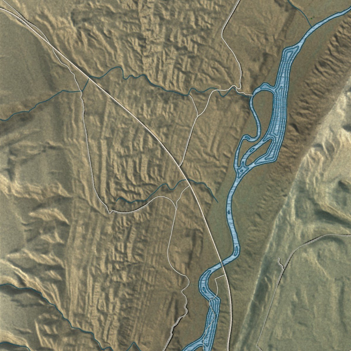 Second close-up of the map of Bluff, Utah print showing more streets and buildings