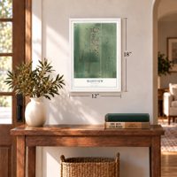 Bluffview, Wisconsin map, 12 x 18 inch print in a white frame in an entryway