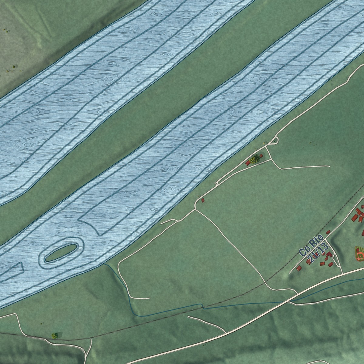 Second close-up of the map of Boaz, West Virginia print showing more streets and buildings