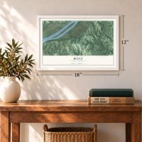 Boaz, West Virginia map, 12 x 18 inch print in a white frame in an entryway