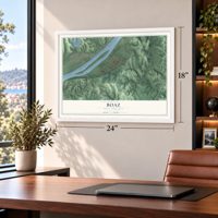 Boaz, West Virginia map, 18 x 24 inch print in a white frame in a home office