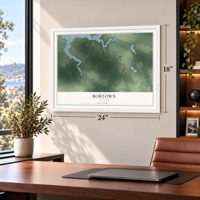 Bobtown, Virginia map, 18 x 24 inch print in a white frame in a home office