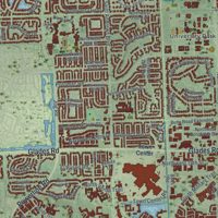 Second close-up of the map of Boca Raton, Florida print showing more streets and buildings