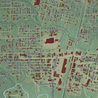 Second close-up of the map of Bogalusa, Louisiana print showing more streets and buildings
