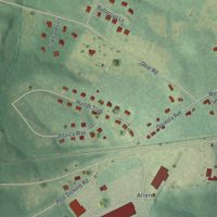 Second close-up of the map of Bogart, Georgia print showing more streets and buildings