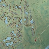 Second close-up of the map of Boiling Spring Lakes, North Carolina print showing more streets and buildings