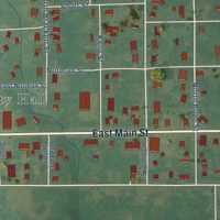 Second close-up of the map of Bokchito, Oklahoma print showing more streets and buildings