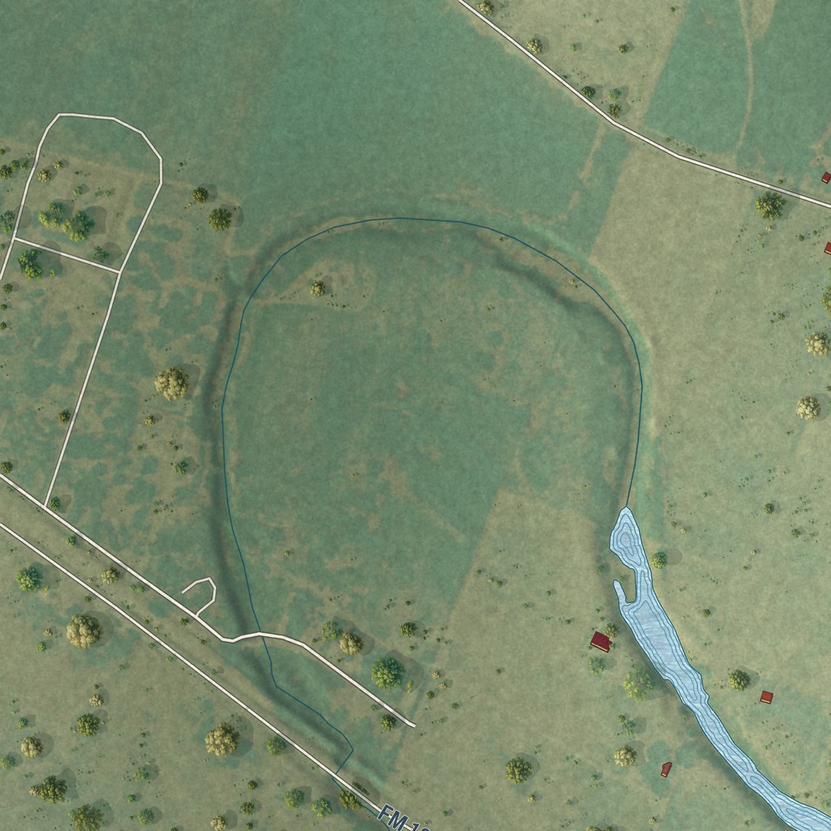 Second close-up of the map of Boling, Texas print showing more streets and buildings