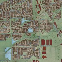 Second close-up of the map of Bolingbrook, Illinois print showing more streets and buildings
