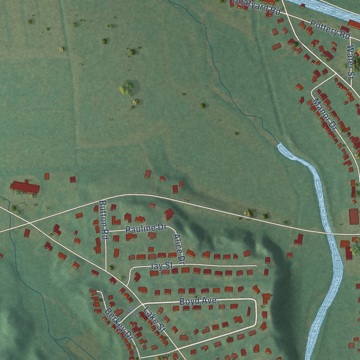 Second close-up of the map of Bolivar, Madison County, New York print showing more streets and buildings
