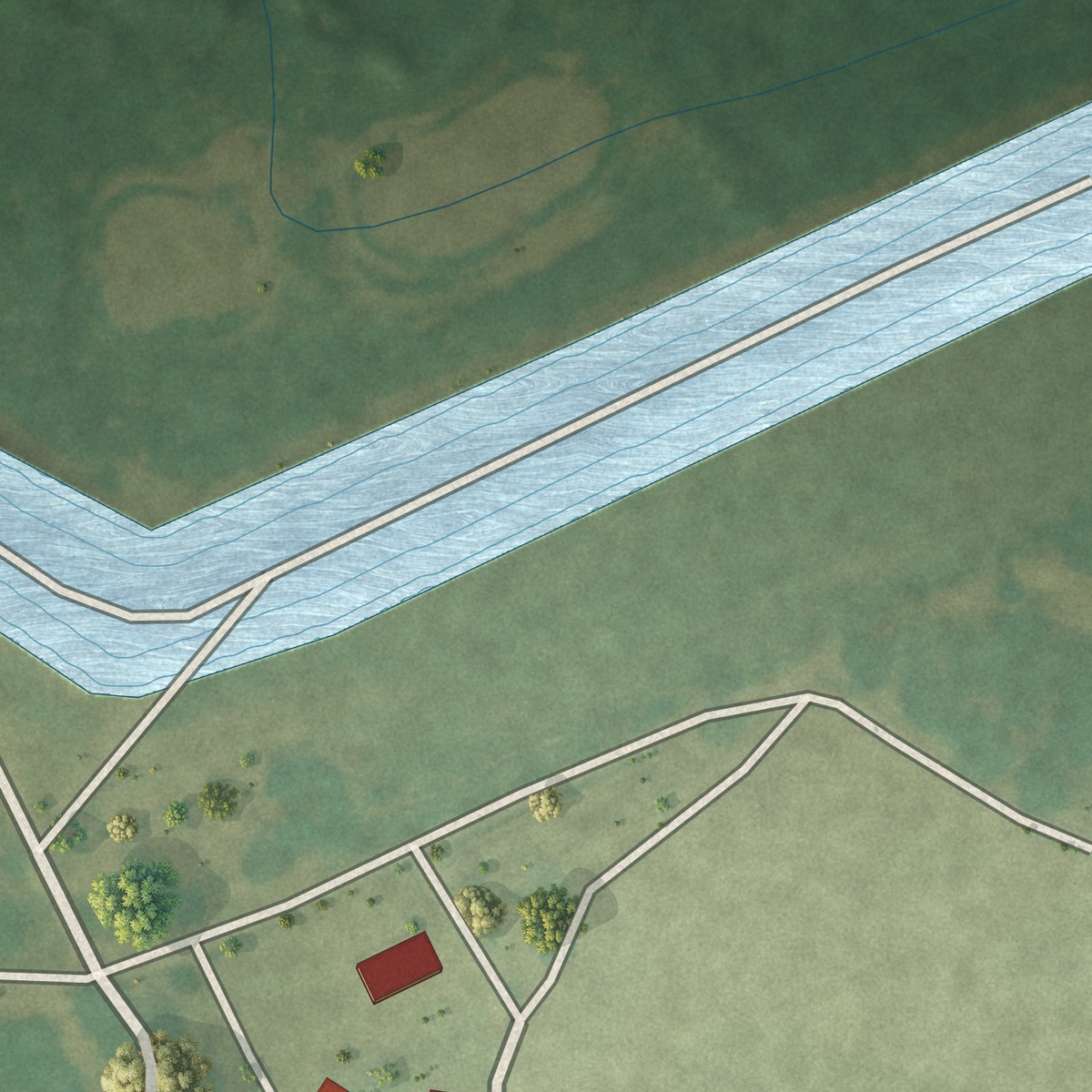 Second close-up of the map of Bolivar, Mississippi print showing more streets and buildings