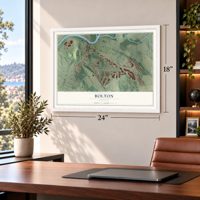 Bolton, Georgia map, 18 x 24 inch print in a white frame in a home office