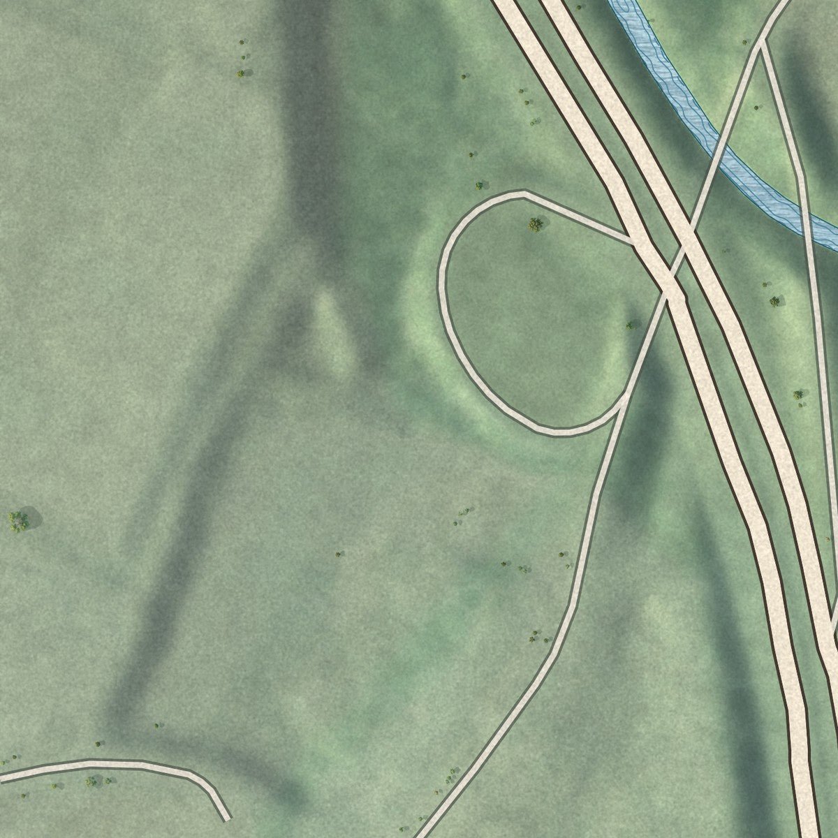 Second close-up of the map of Bolton Hills, Georgia print showing more streets and buildings