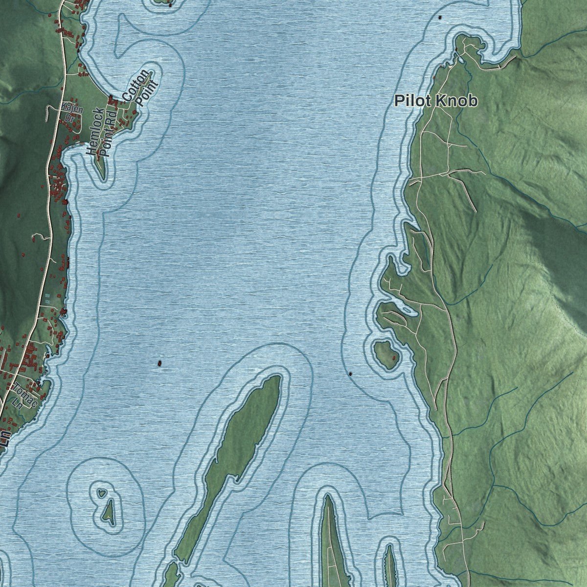 Second close-up of the map of Bolton, New York print showing more streets and buildings