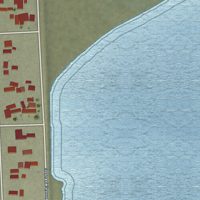 Second close-up of the map of Bombay Beach, California print showing more streets and buildings