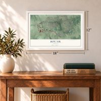 Bon Air, Virginia map, 12 x 18 inch print in a white frame in an entryway