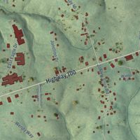 Second close-up of the map of Bon Aqua Junction, Tennessee print showing more streets and buildings