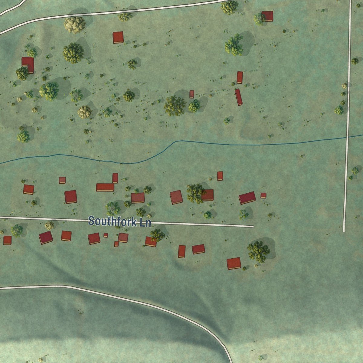 Second close-up of the map of Bonanza, Arkansas print showing more streets and buildings