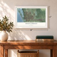 Bonita Springs, Florida map, 12 x 18 inch print in a white frame in an entryway