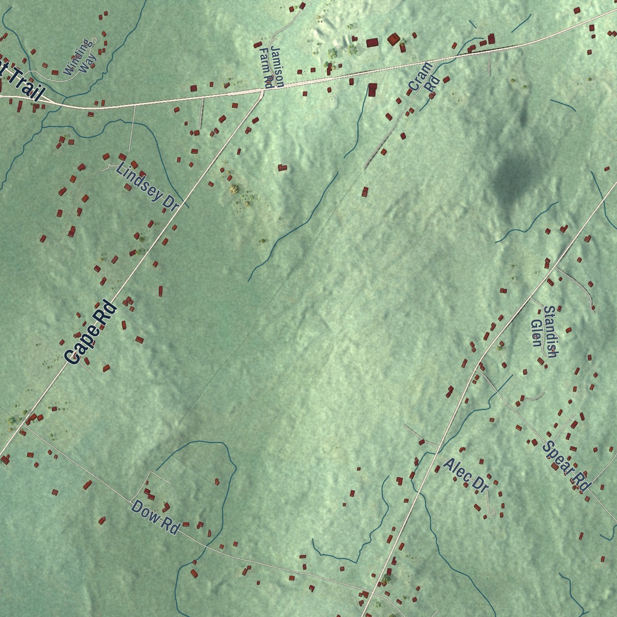 Second close-up of the map of Bonny Eagle, Maine print showing more streets and buildings
