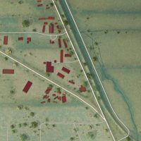 Second close-up of the map of Bono, Arkansas print showing more streets and buildings
