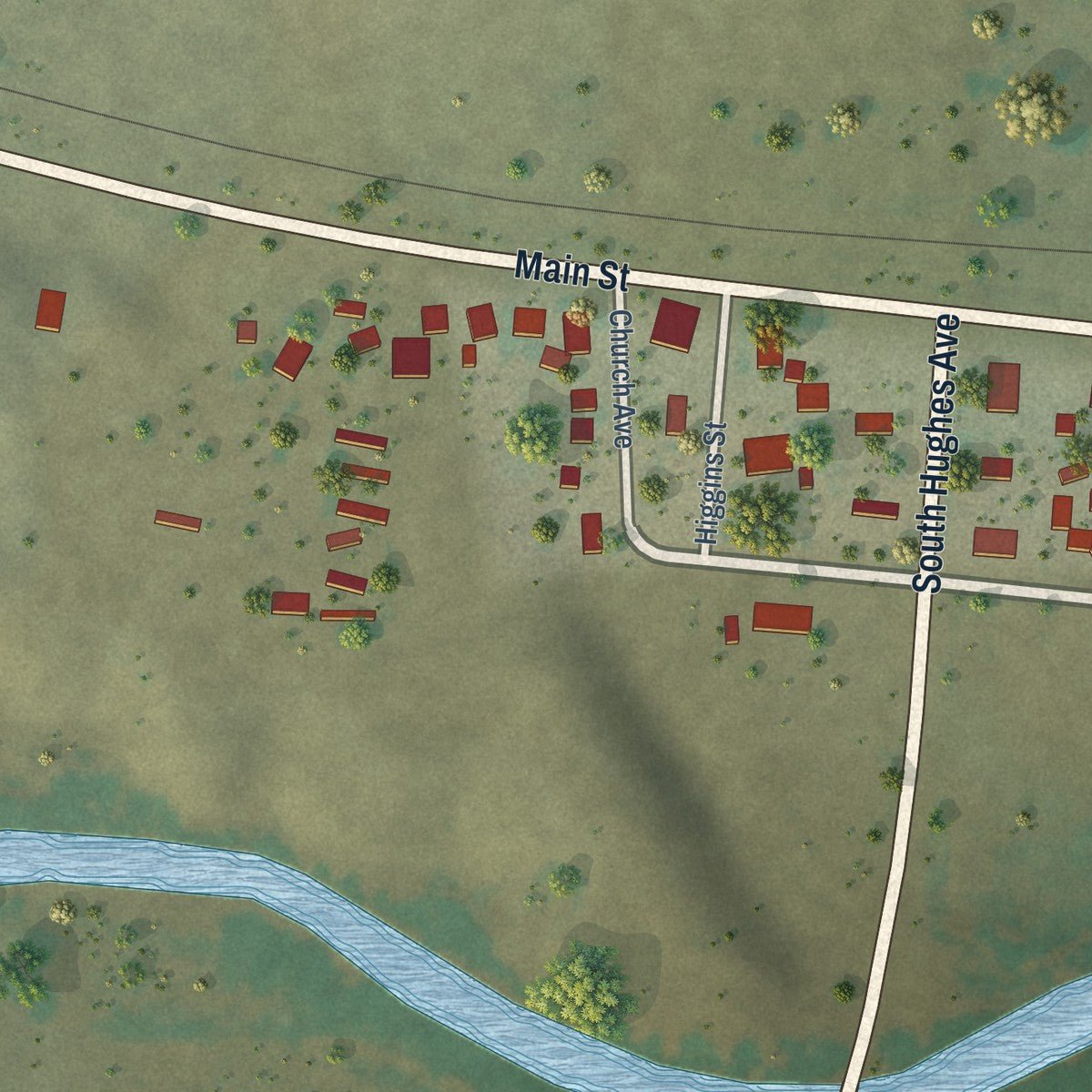 Second close-up of the map of Boone, Colorado print showing more streets and buildings