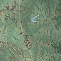 Second close-up of the map of Booneville, Mississippi print showing more streets and buildings