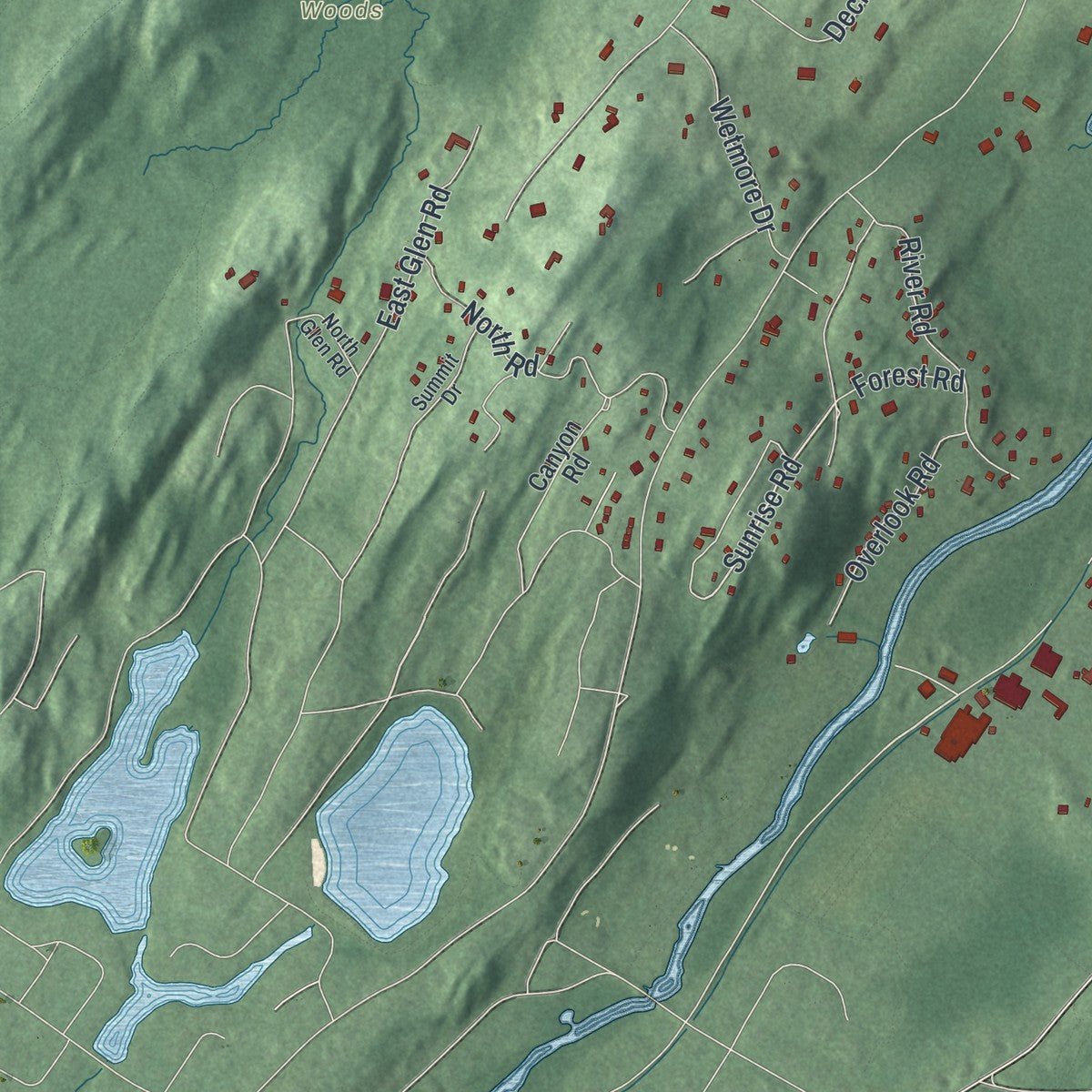 Second close-up of the map of Boonton, Morris County, New Jersey print showing more streets and buildings
