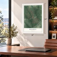 Boothwyn, Pennsylvania map, 18 x 24 inch print in a white frame in a home office