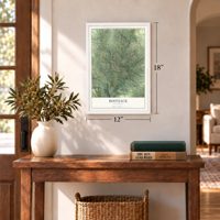 Bootjack, California map, 12 x 18 inch print in a white frame in an entryway