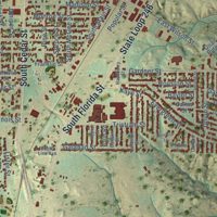 Second close-up of the map of Borger, Texas print showing more streets and buildings